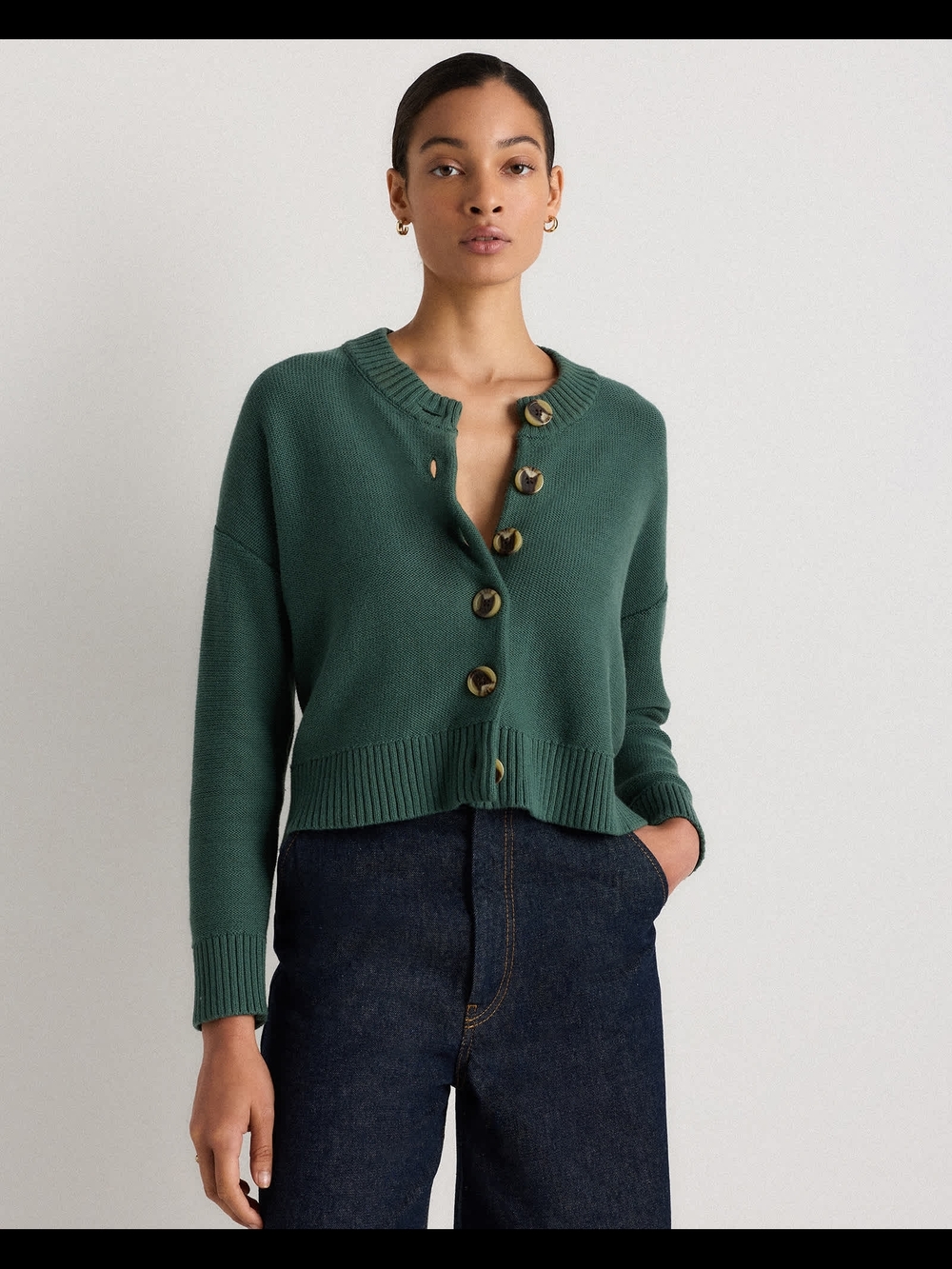 Quince Green Cardigan Sweater